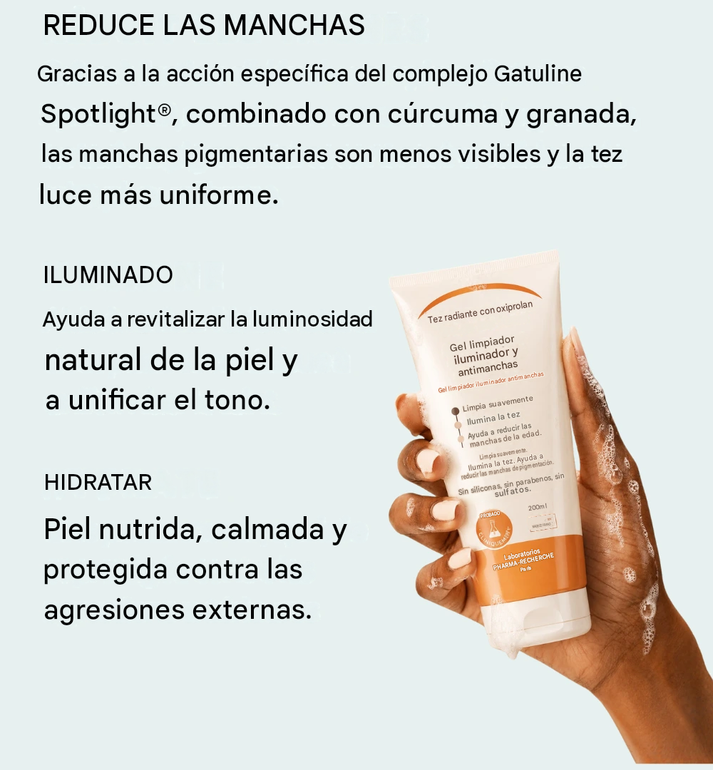 El gel limpiador iluminador antimanchas